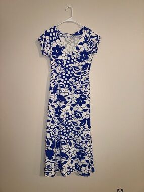 Soft Surroundings Blue and White Floral Maxi Dress size XS